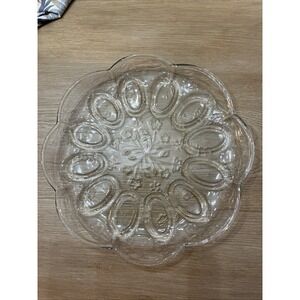 Vtg Anchor Hocking Savannah Deviled Egg 12" Glass Plate Platter Serving Dish